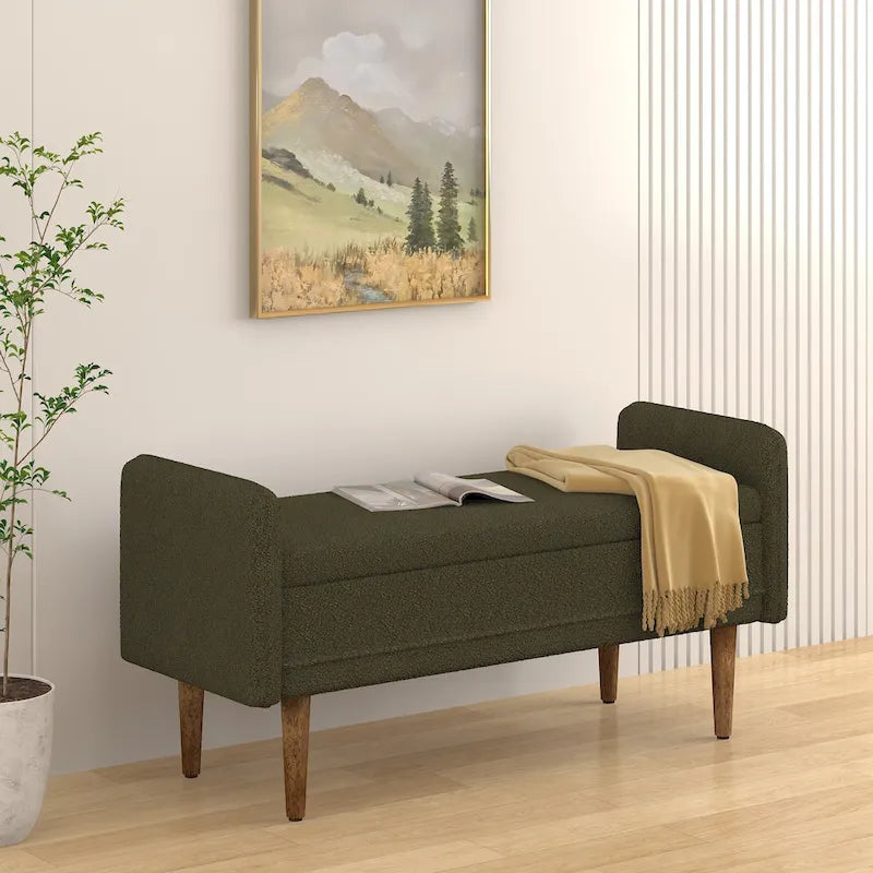 Modem Design Teddy Velvet Storage Stool,Bedroom Benches