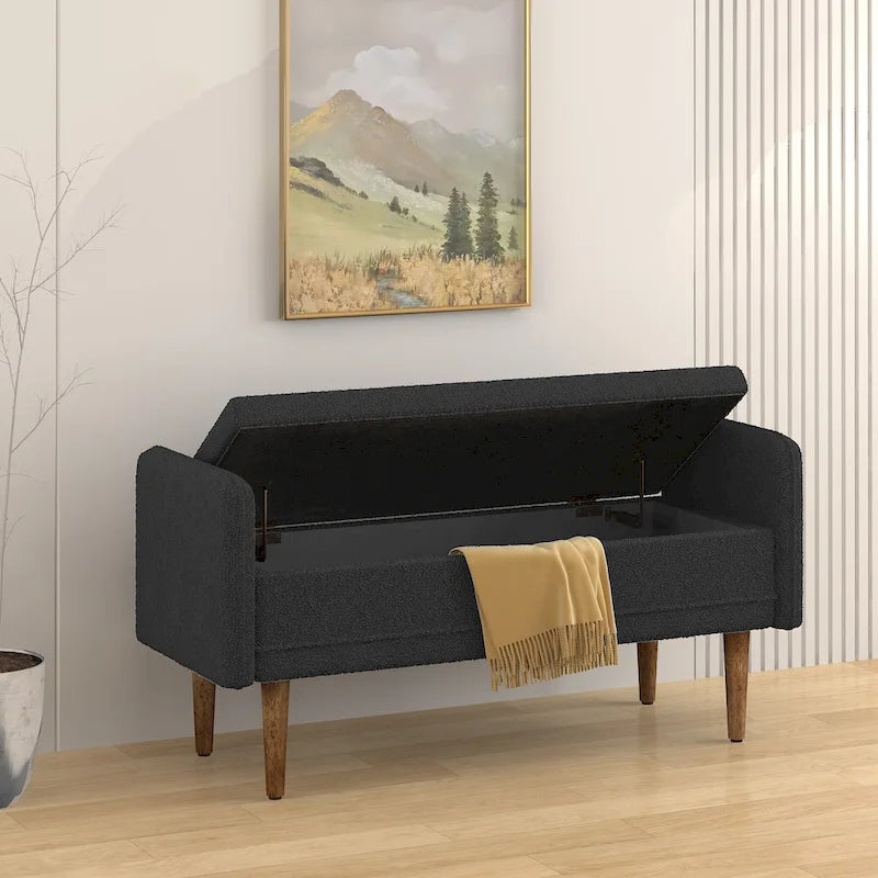 Modem Design Teddy Velvet Storage Stool,Bedroom Benches