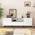 63" High Gloss White TV Console – Entertainment Center with Storage Shelves