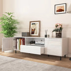 63" High Gloss White TV Console – Entertainment Center with Storage Shelves