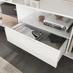 63" High Gloss White TV Console – Entertainment Center with Storage Shelves