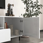63" High Gloss White TV Console – Entertainment Center with Storage Shelves