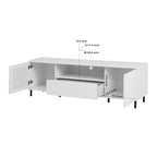 63" High Gloss White TV Console – Entertainment Center with Storage Shelves