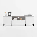 63" High Gloss White TV Console – Entertainment Center with Storage Shelves