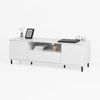 63" High Gloss White TV Console – Entertainment Center with Storage Shelves