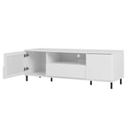 63" High Gloss White TV Console – Entertainment Center with Storage Shelves