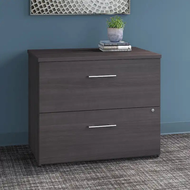 2-Drawer Locking Lateral File Cabinet – Legal/Letter/A4, Ball-Bearing Slides, 88 lb/Drawer
