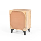 Handcrafted Solid Mango Wood Nightstand with Drawer – Natural Finish, 18x14x24"