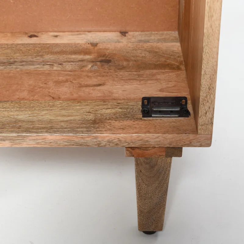 Handcrafted Solid Mango Wood Nightstand with Drawer – Natural Finish, 18x14x24"