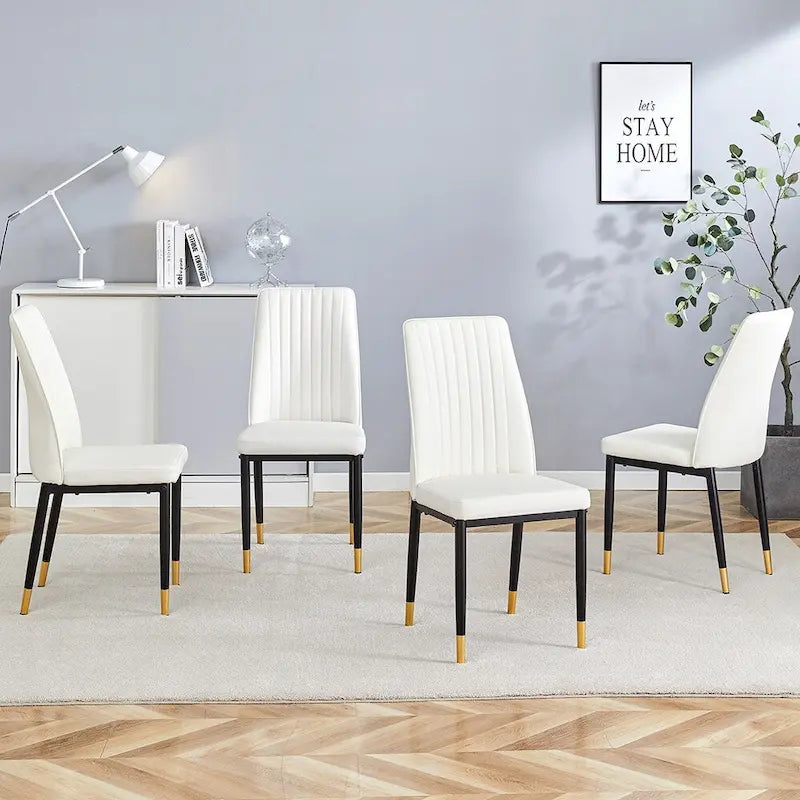 Set of 4 Modern PU Leather Dining Chairs – Waterproof, Easy Clean, Quick Assembly