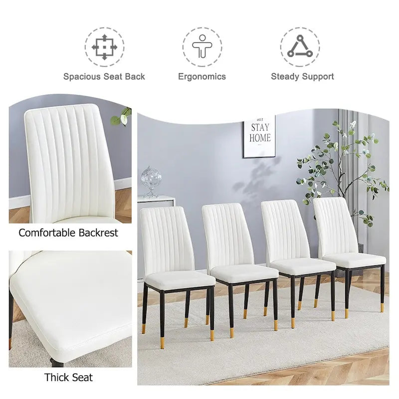 Set of 4 Modern PU Leather Dining Chairs – Waterproof, Easy Clean, Quick Assembly