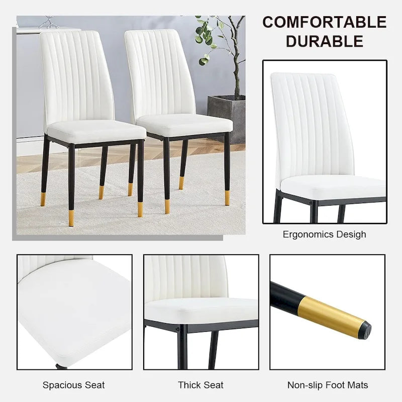 Set of 4 Modern PU Leather Dining Chairs – Waterproof, Easy Clean, Quick Assembly