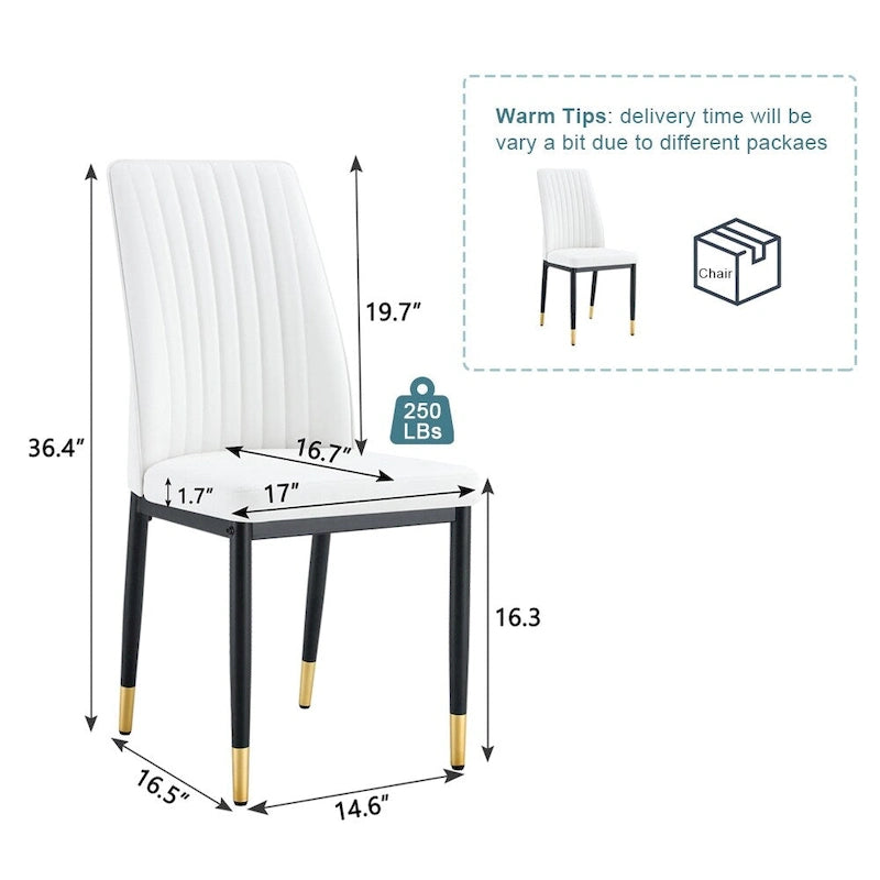 Set of 4 Modern PU Leather Dining Chairs – Waterproof, Easy Clean, Quick Assembly