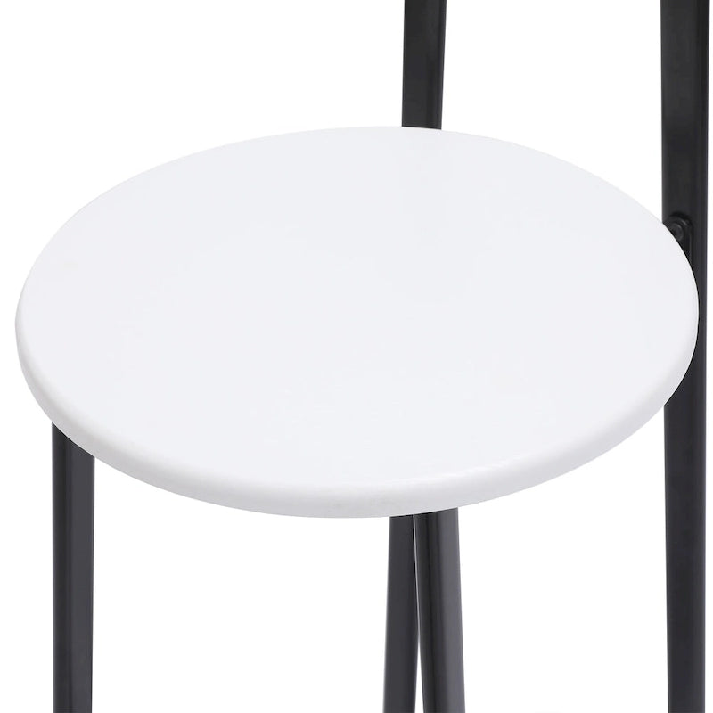 Armless Counter Height Bar Stool Set of 3, with Metal Frame and Wooden Seat