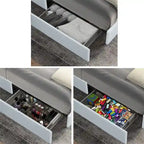 Queen Size Ivory Boucle Upholstered Platform Bed w/4 Drawers Storage