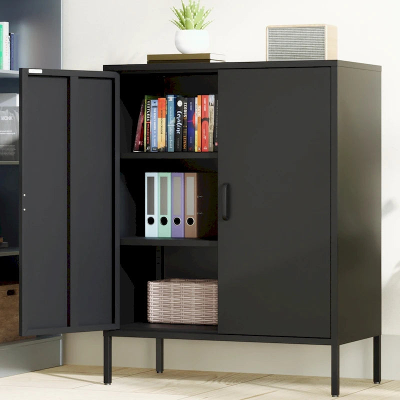 40 Inches High Metal Storage Locker, Comes With 2 Doors And Suitable For Homes, Offices And Coffee Bars
