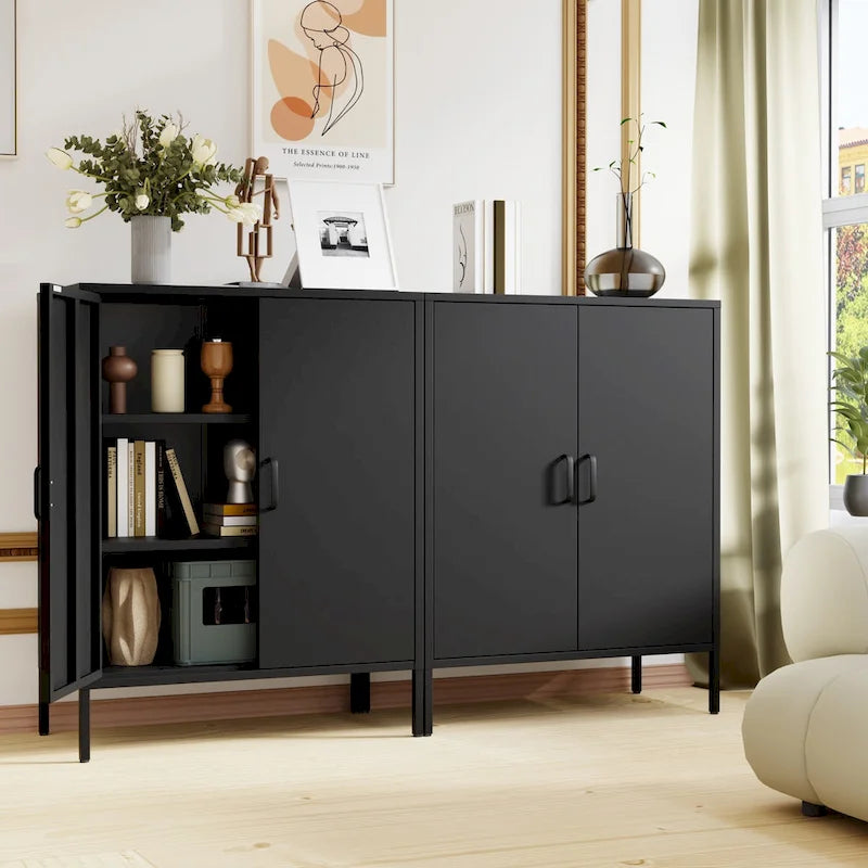 40 Inches High Metal Storage Locker, Comes With 2 Doors And Suitable For Homes, Offices And Coffee Bars