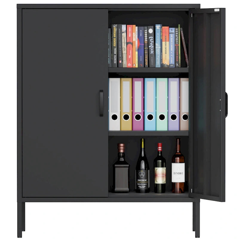 40 Inches High Metal Storage Locker, Comes With 2 Doors And Suitable For Homes, Offices And Coffee Bars