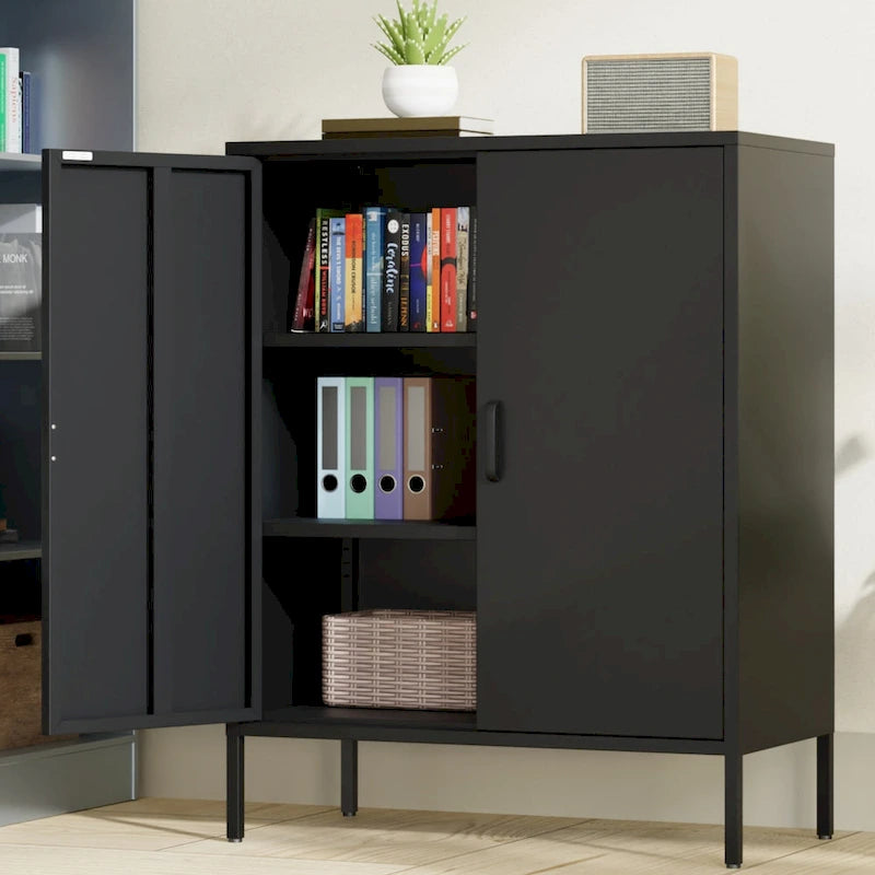 40 Inches High Metal Storage Locker, Comes With 2 Doors And Suitable For Homes, Offices And Coffee Bars