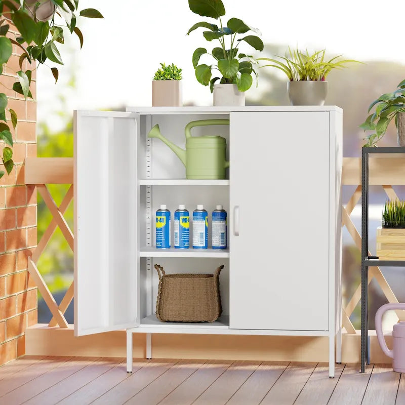 40 Inches High Metal Storage Locker, Comes With 2 Doors And Suitable For Homes, Offices And Coffee Bars