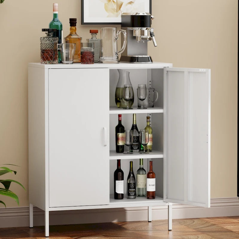 40 Inches High Metal Storage Locker, Comes With 2 Doors And Suitable For Homes, Offices And Coffee Bars