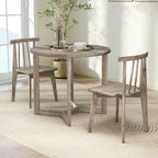 36" Round Rubberwood Dining Table – Wing-Shaped Pedestal, Seats 2-4, Anti-Scratch Top