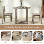 36" Round Rubberwood Dining Table – Wing-Shaped Pedestal, Seats 2-4, Anti-Scratch Top