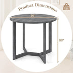 36" Round Rubberwood Dining Table – Wing-Shaped Pedestal, Seats 2-4, Anti-Scratch Top