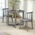 36" Round Rubberwood Dining Table – Wing-Shaped Pedestal, Seats 2-4, Anti-Scratch Top