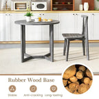36" Round Rubberwood Dining Table – Wing-Shaped Pedestal, Seats 2-4, Anti-Scratch Top
