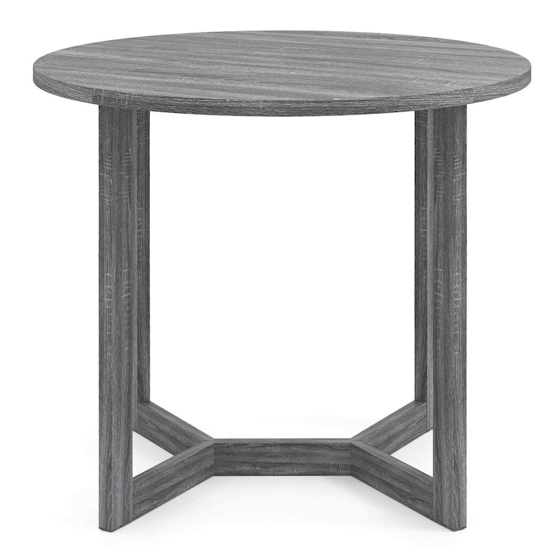 36" Round Rubberwood Dining Table – Wing-Shaped Pedestal, Seats 2-4, Anti-Scratch Top