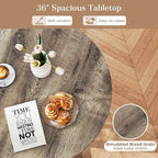 36" Round Rubberwood Dining Table – Wing-Shaped Pedestal, Seats 2-4, Anti-Scratch Top