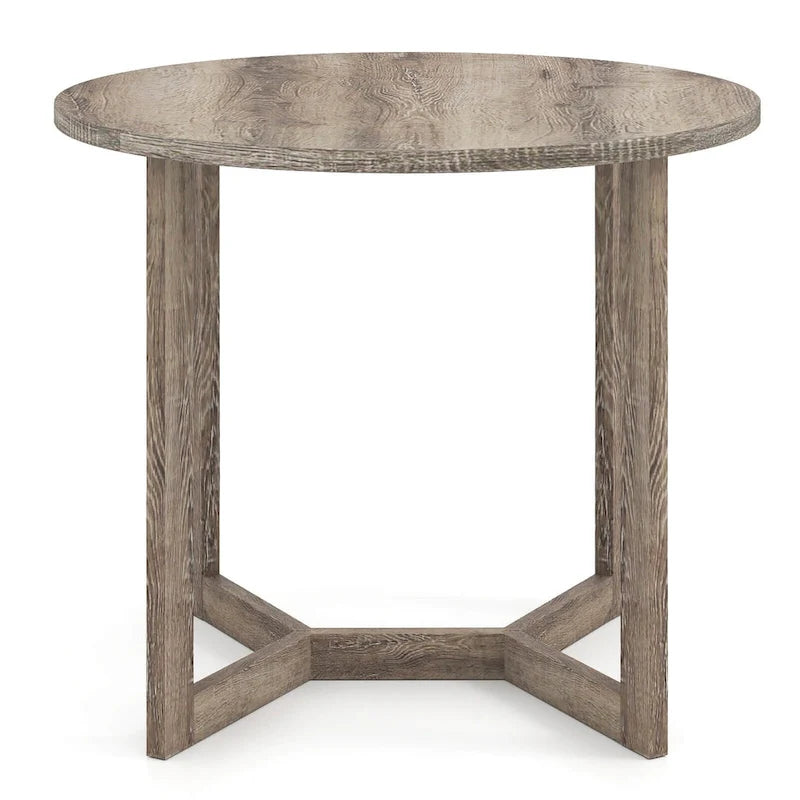 36" Round Rubberwood Dining Table – Wing-Shaped Pedestal, Seats 2-4, Anti-Scratch Top