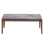 Rectangular Coffee Table – 47" Gray Engineered Stone Top & Walnut Wood Base