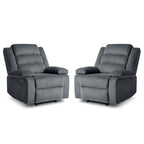 2 Set Modern Corduroy Manual Recliner Chair, Oversize Accent Chair Recliner with Wide Armrest