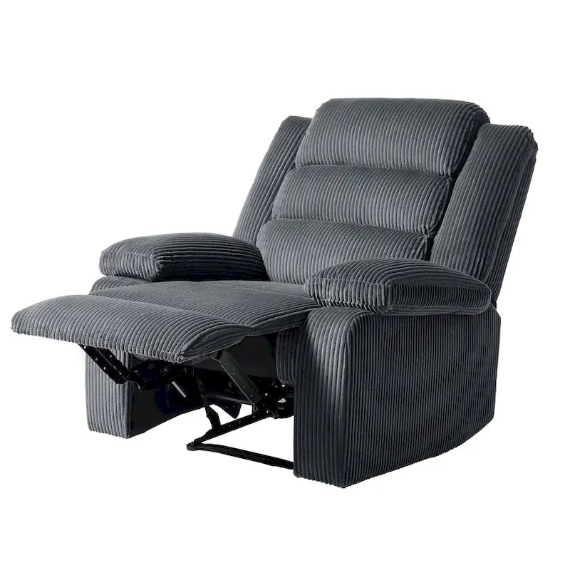 2 Set Modern Corduroy Manual Recliner Chair, Oversize Accent Chair Recliner with Wide Armrest
