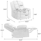 2 Set Modern Corduroy Manual Recliner Chair, Oversize Accent Chair Recliner with Wide Armrest
