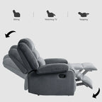 2 Set Modern Corduroy Manual Recliner Chair, Oversize Accent Chair Recliner with Wide Armrest