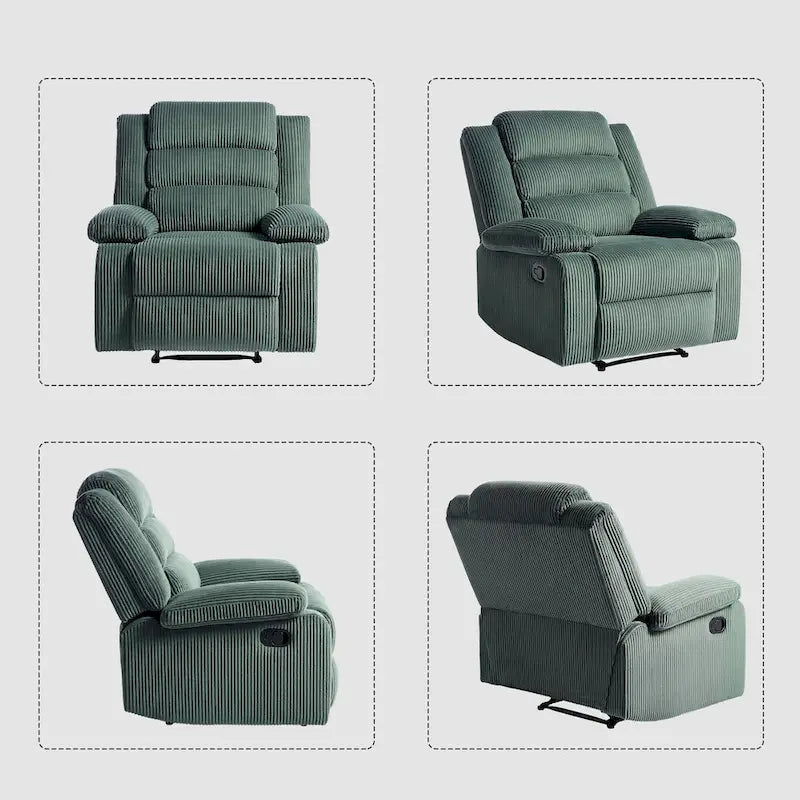 2 Set Modern Corduroy Manual Recliner Chair, Oversize Accent Chair Recliner with Wide Armrest