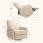 Manual Swivel Rocker Recliner Chair – Breathable Fabric, 145° Recline, Beige