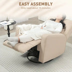 Manual Swivel Rocker Recliner Chair – Breathable Fabric, 145° Recline, Beige
