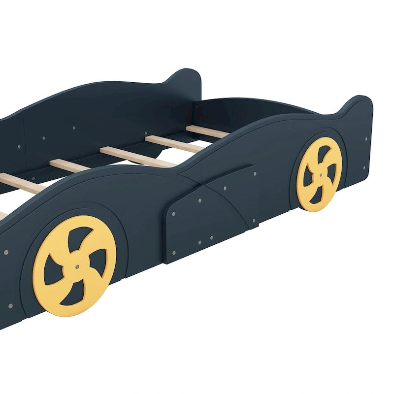Pine Race Car Bed with Wheels & Storage