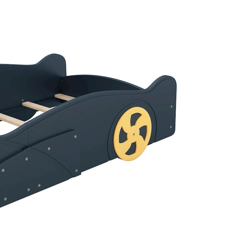 Pine Race Car Bed with Wheels & Storage