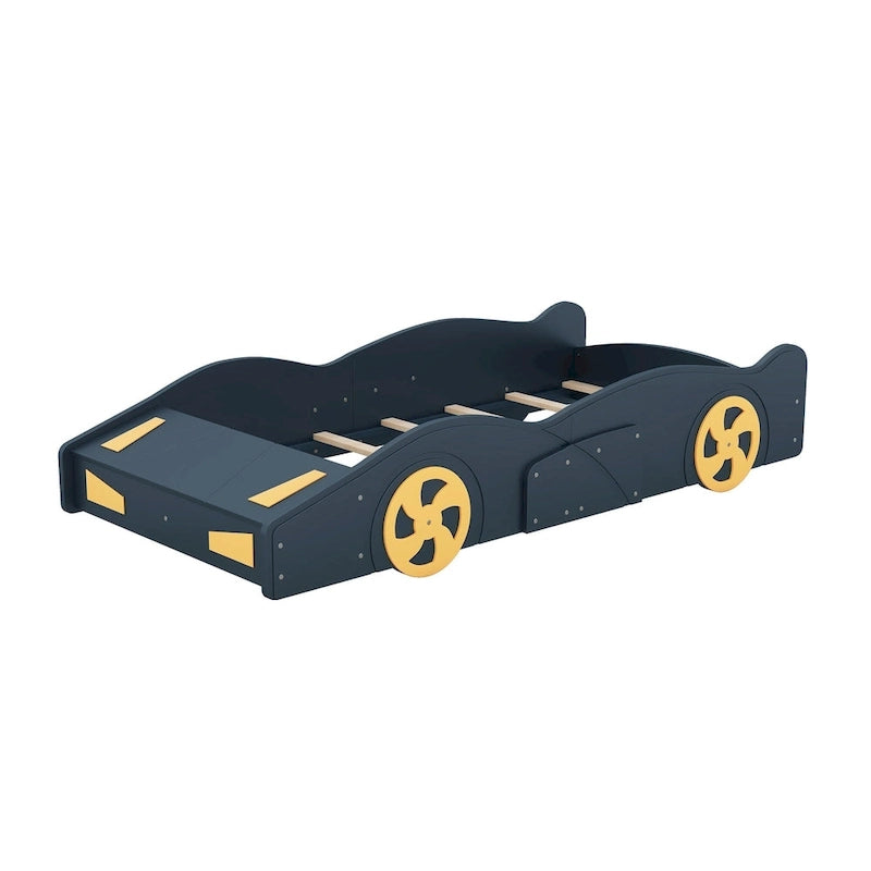Pine Race Car Bed with Wheels & Storage