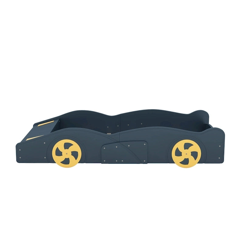 Pine Race Car Bed with Wheels & Storage