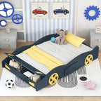 Pine Race Car Bed with Wheels & Storage