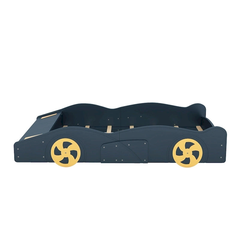 Pine Race Car Bed with Wheels & Storage