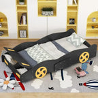Pine Race Car Bed with Wheels & Storage