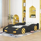 Pine Race Car Bed with Wheels & Storage