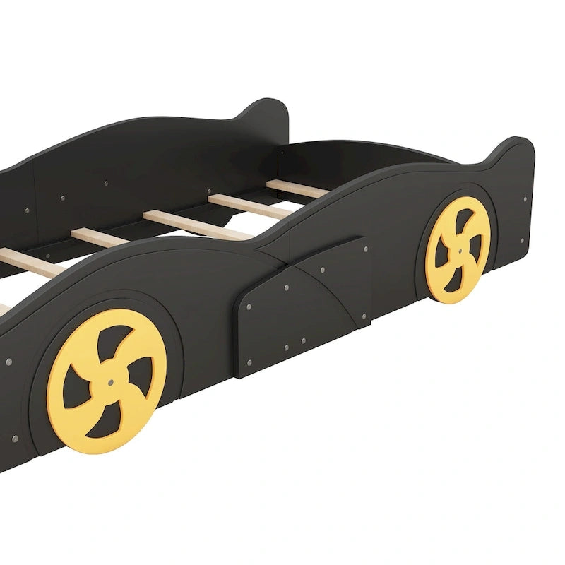 Pine Race Car Bed with Wheels & Storage